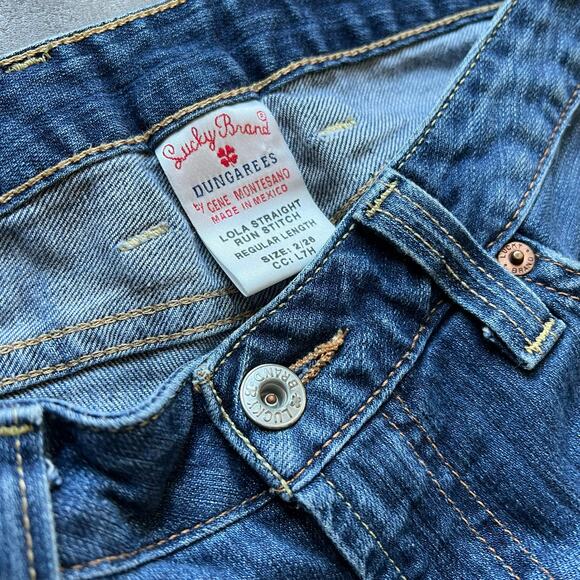 Womens Lucky Brand Lola Straight Run Stitch Jeans 2/26 Frayed Hem Low Rise - Picture 12 of 14